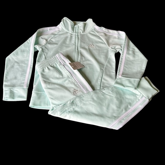 Adidas Girls 2 Piece Track Suit Mint Green Size 4 NWT - Picture 2 of 13